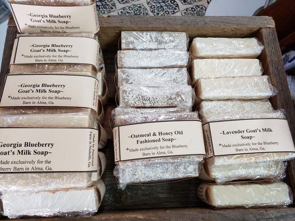 4 Bars Blueberry With Ground Oatmeal Scented Handcrafted Goat Milk Soap,  Cold Processed Made in Maine , Exfoliating Hand Soap, Skin Care 